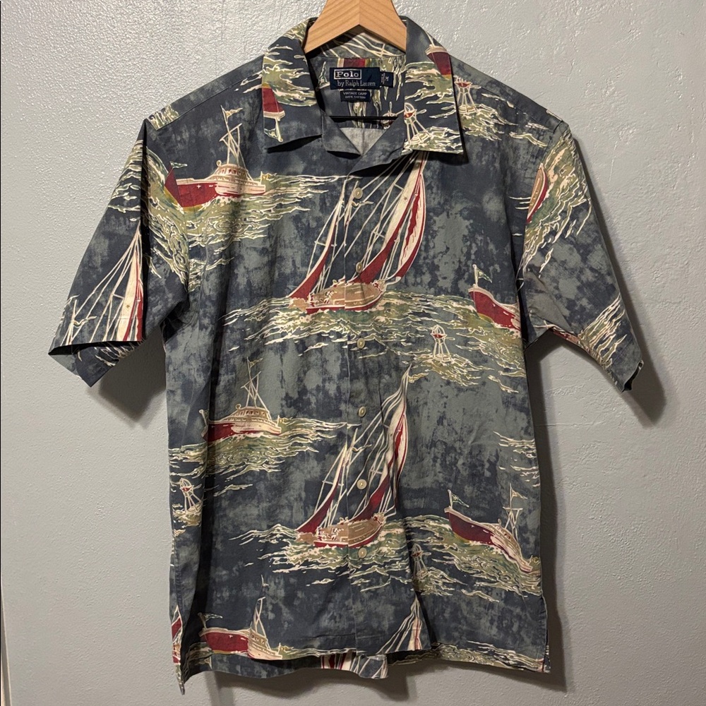 Polo by Ralph Lauren Vintage Camp Sailboat Short Sleeve Button Down Shirt Medium